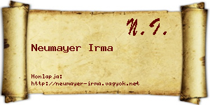 Neumayer Irma névjegykártya